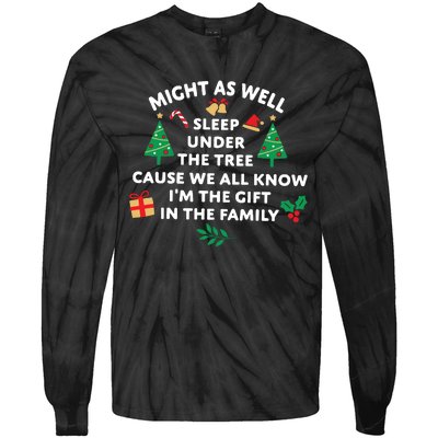 Might As Well Sleep Under The Tree Christmas Family Tie-Dye Long Sleeve Shirt