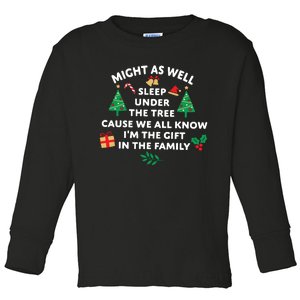 Might As Well Sleep Under The Tree Christmas Family Toddler Long Sleeve Shirt