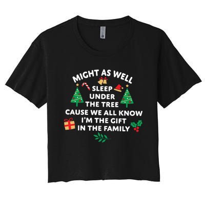 Might As Well Sleep Under The Tree Christmas Family Women's Crop Top Tee