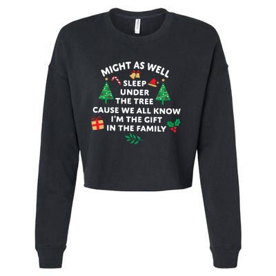 Might As Well Sleep Under The Tree Christmas Family Cropped Pullover Crew