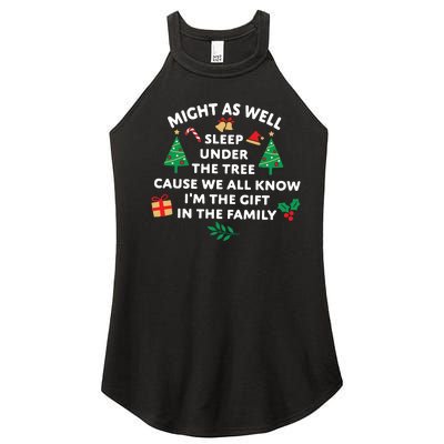 Might As Well Sleep Under The Tree Christmas Family Women's Perfect Tri Rocker Tank