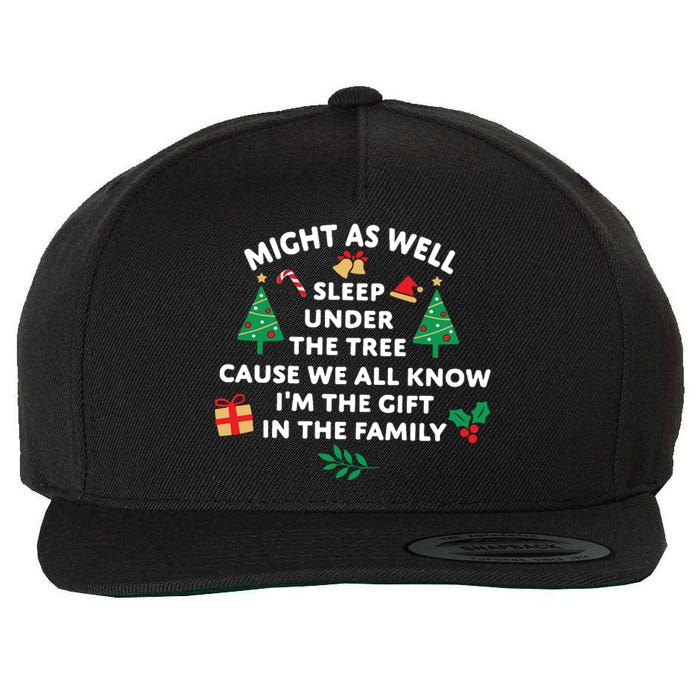 Might As Well Sleep Under The Tree Christmas Family Wool Snapback Cap