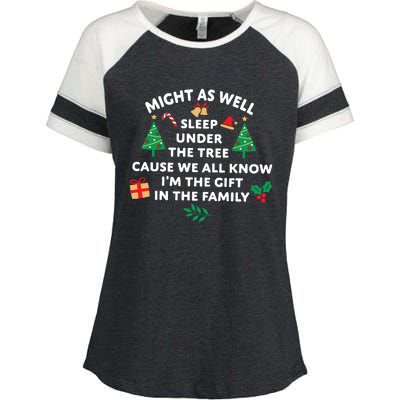 Might As Well Sleep Under The Tree Christmas Family Enza Ladies Jersey Colorblock Tee