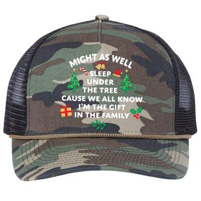 Might As Well Sleep Under The Tree Christmas Family Retro Rope Trucker Hat Cap