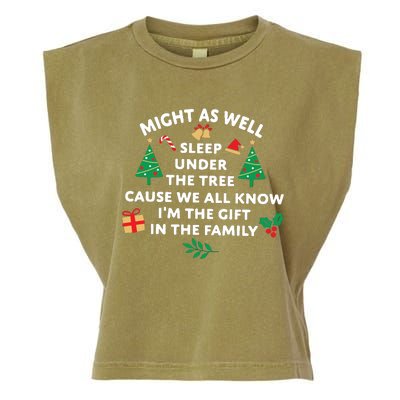 Might As Well Sleep Under The Tree Christmas Family Garment-Dyed Women's Muscle Tee