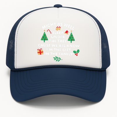 Might As Well Sleep Under The Tree Christmas Family Trucker Hat