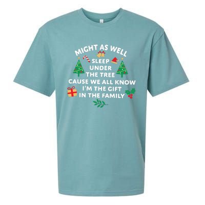 Might As Well Sleep Under The Tree Christmas Family Sueded Cloud Jersey T-Shirt