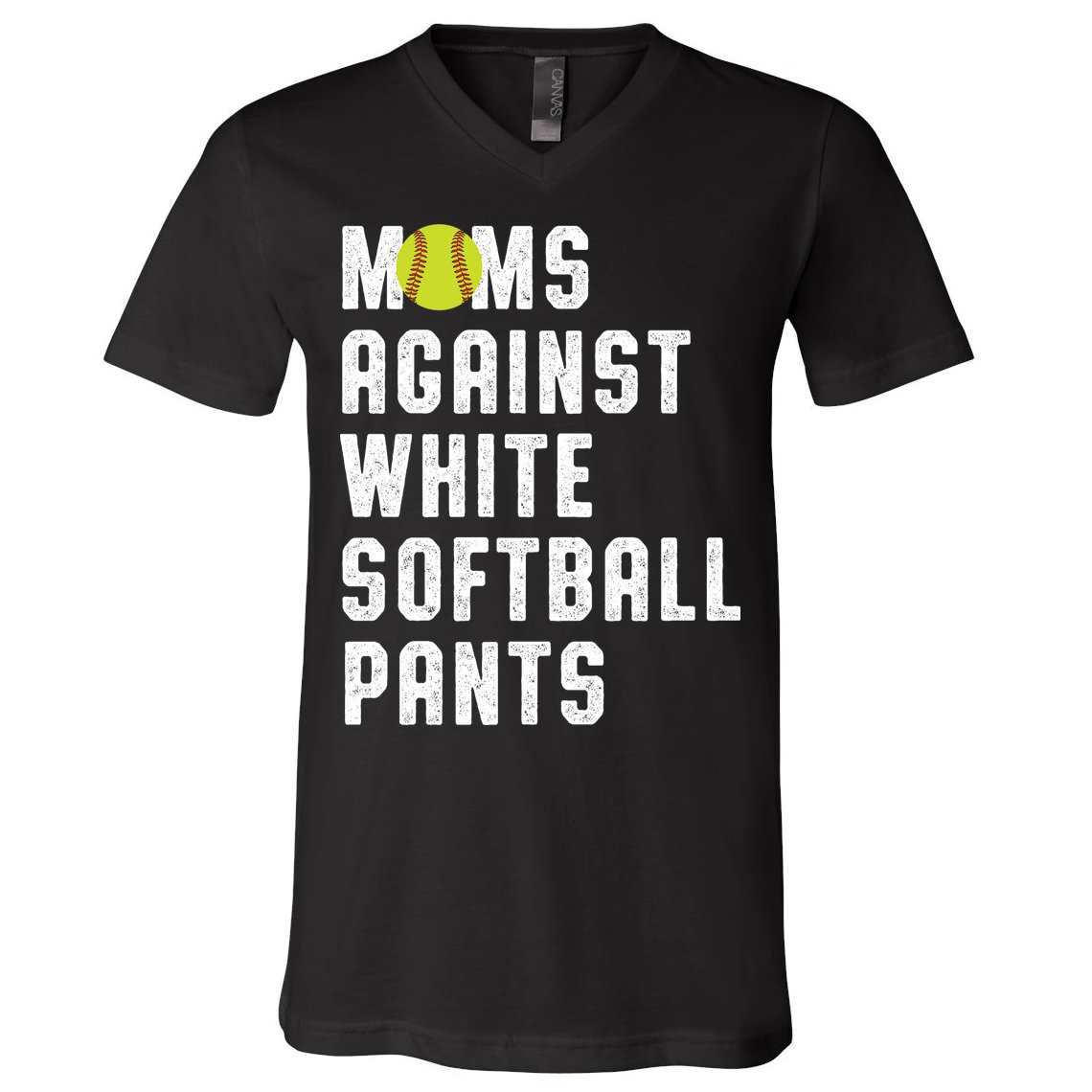 Moms Against White Softball Pants V-Neck T-Shirt