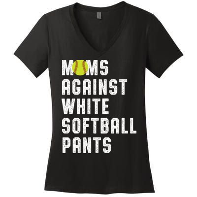Moms Against White Softball Pants Women's V-Neck T-Shirt