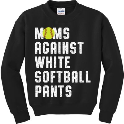 Moms Against White Softball Pants Kids Sweatshirt