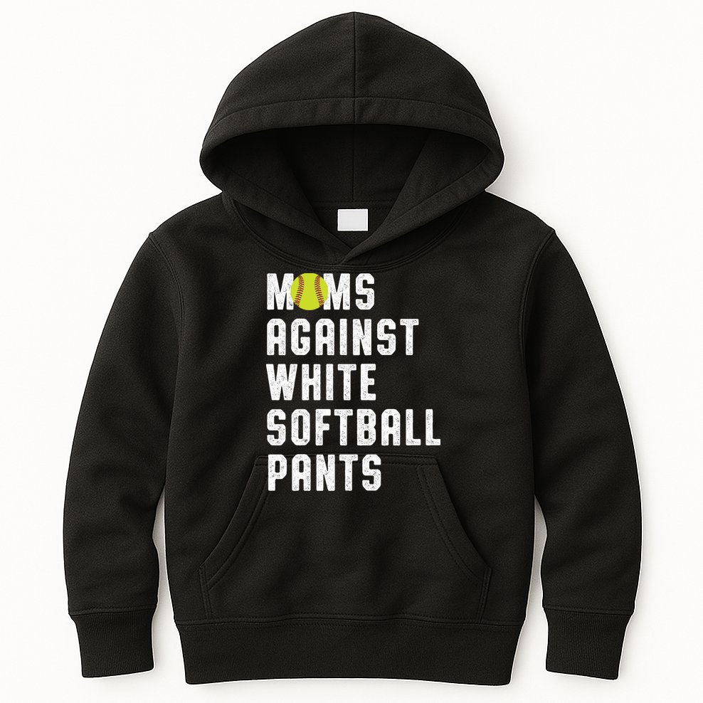 Moms Against White Softball Pants Kids Hoodie