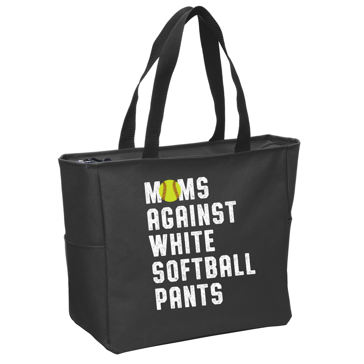 Moms Against White Softball Pants Zip Tote Bag