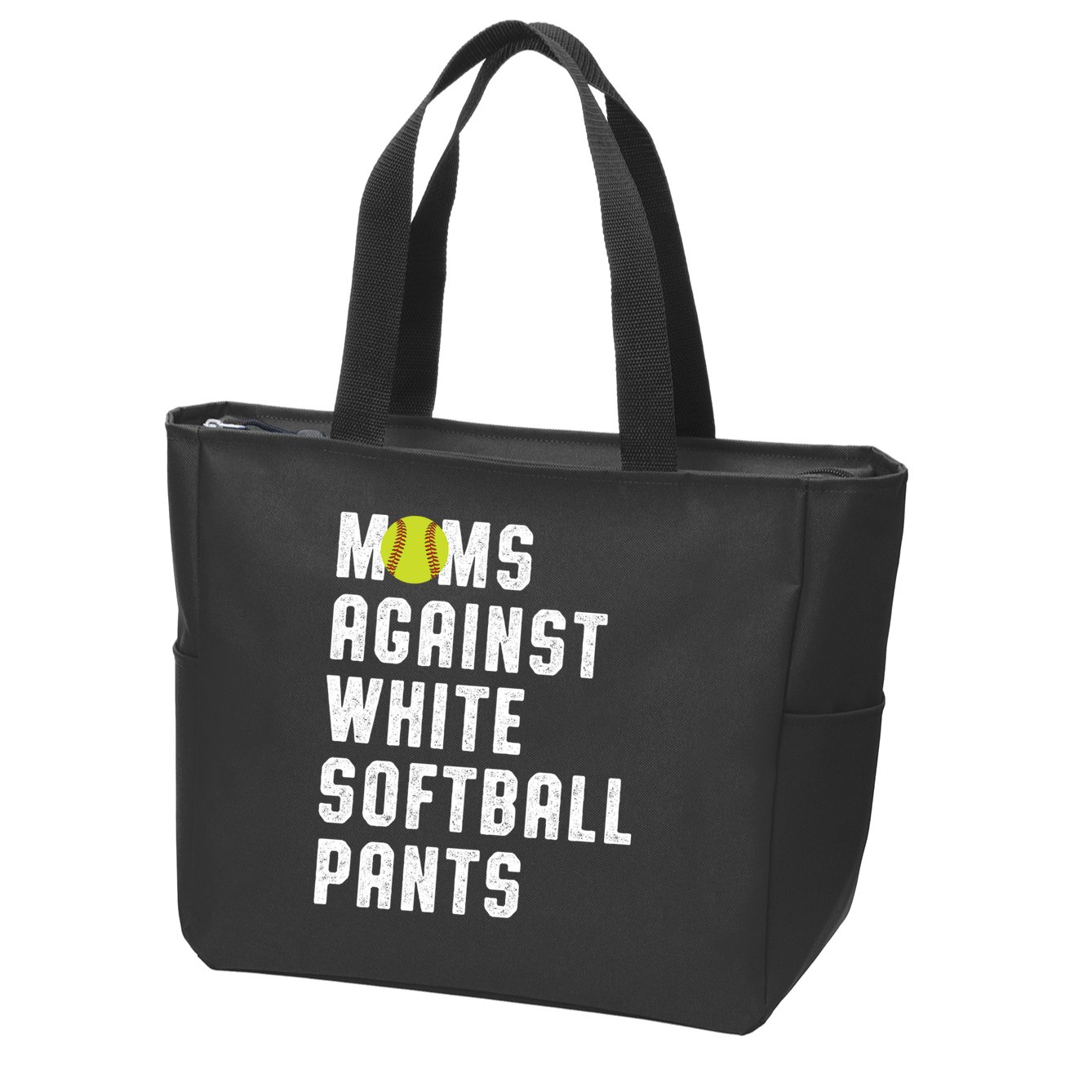 Moms Against White Softball Pants Zip Tote Bag