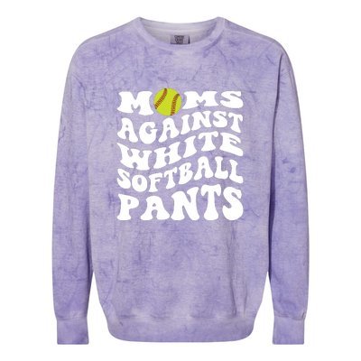 Moms Against White Softball Pants Funny Softball Mom Colorblast Crewneck Sweatshirt