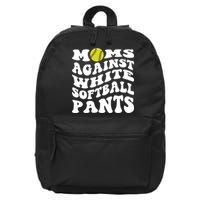 Moms Against White Softball Pants Funny Softball Mom 16 in Basic Backpack