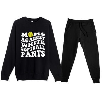 Moms Against White Softball Pants Funny Softball Mom Premium Crewneck Sweatsuit Set