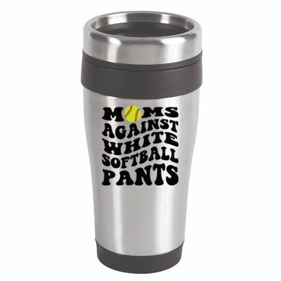 Moms Against White Softball Pants Funny Softball Mom 16oz Travel Tumbler