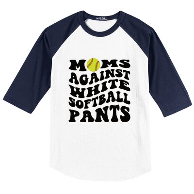 Moms Against White Softball Pants Funny Softball Mom Baseball Sleeve Shirt