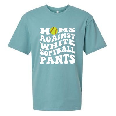 Moms Against White Softball Pants Funny Softball Mom Sueded Cloud Jersey T-Shirt