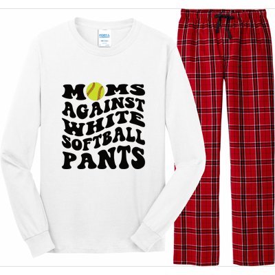 Moms Against White Softball Pants Funny Softball Mom Long Sleeve Pajama Set