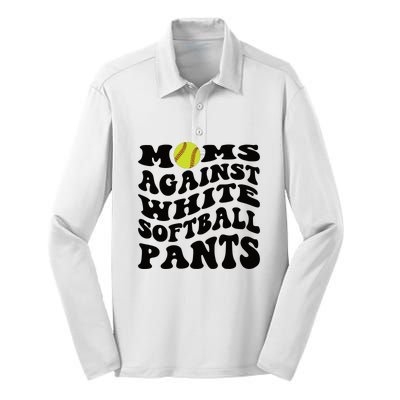 Moms Against White Softball Pants Funny Softball Mom Silk Touch Performance Long Sleeve Polo