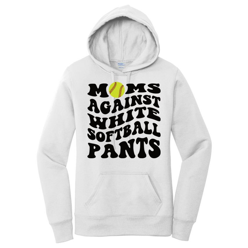 Moms Against White Softball Pants Funny Softball Mom Women's Pullover Hoodie