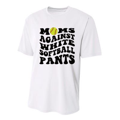 Moms Against White Softball Pants Funny Softball Mom Performance Sprint T-Shirt