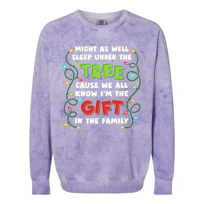 Might As Well Sleep Under The Tree Humor Favorite Person Funny Christmas Colorblast Crewneck Sweatshirt