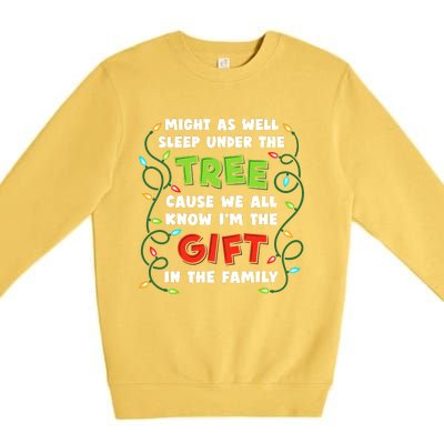 Might As Well Sleep Under The Tree Humor Favorite Person Funny Christmas Premium Crewneck Sweatshirt