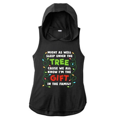 Might As Well Sleep Under The Tree Humor Favorite Person Funny Christmas Ladies PosiCharge Tri-Blend Wicking Draft Hoodie Tank