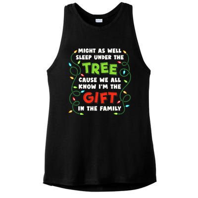 Might As Well Sleep Under The Tree Humor Favorite Person Funny Christmas Ladies PosiCharge Tri-Blend Wicking Tank