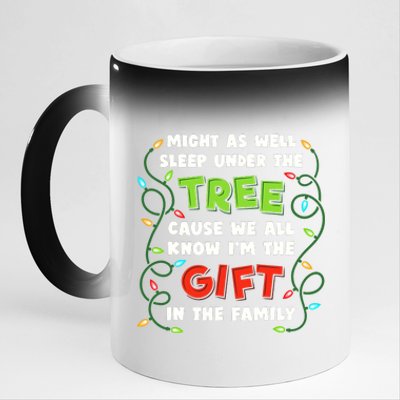 Might As Well Sleep Under The Tree Humor Favorite Person Funny Christmas 11oz Black Color Changing Mug