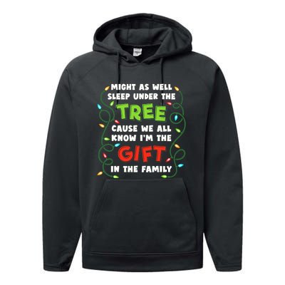 Might As Well Sleep Under The Tree Humor Favorite Person Funny Christmas Performance Fleece Hoodie