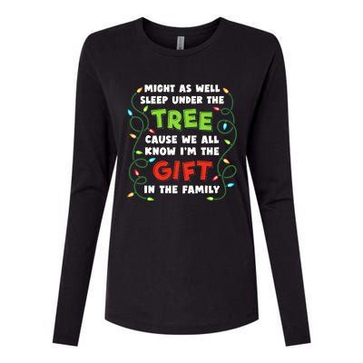 Might As Well Sleep Under The Tree Humor Favorite Person Funny Christmas Womens Cotton Relaxed Long Sleeve T-Shirt