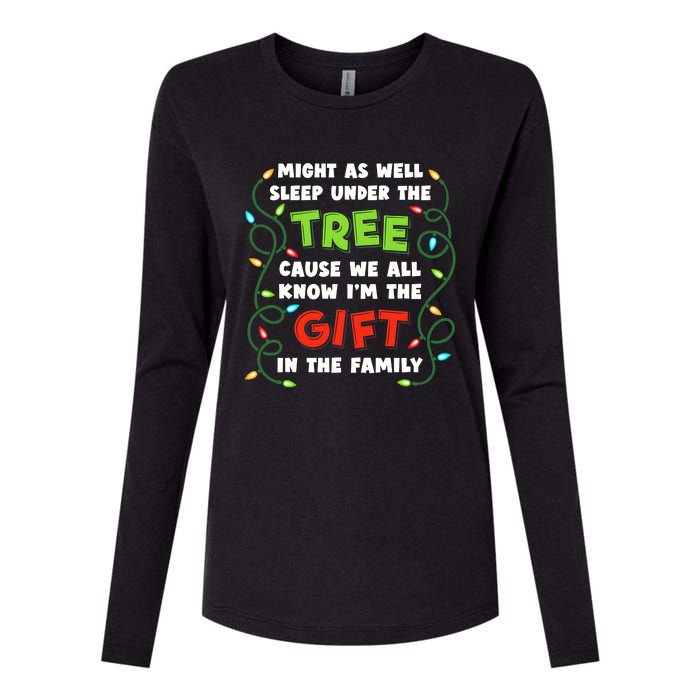 Might As Well Sleep Under The Tree Humor Favorite Person Funny Christmas Womens Cotton Relaxed Long Sleeve T-Shirt