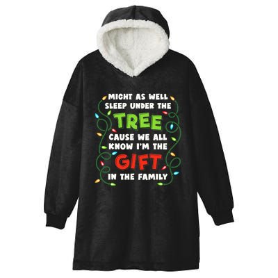 Might As Well Sleep Under The Tree Humor Favorite Person Funny Christmas Hooded Wearable Blanket