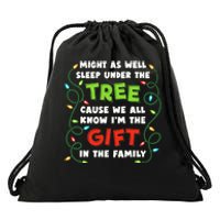 Might As Well Sleep Under The Tree Humor Favorite Person Funny Christmas Drawstring Bag