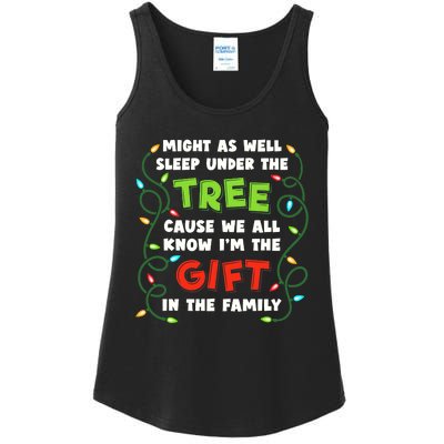 Might As Well Sleep Under The Tree Humor Favorite Person Funny Christmas Ladies Essential Tank