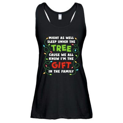 Might As Well Sleep Under The Tree Humor Favorite Person Funny Christmas Ladies Essential Flowy Tank