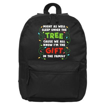 Might As Well Sleep Under The Tree Humor Favorite Person Funny Christmas 16 in Basic Backpack