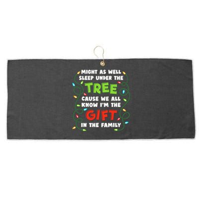 Might As Well Sleep Under The Tree Humor Favorite Person Funny Christmas Large Microfiber Waffle Golf Towel