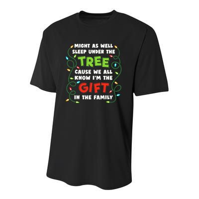 Might As Well Sleep Under The Tree Humor Favorite Person Funny Christmas Youth Performance Sprint T-Shirt