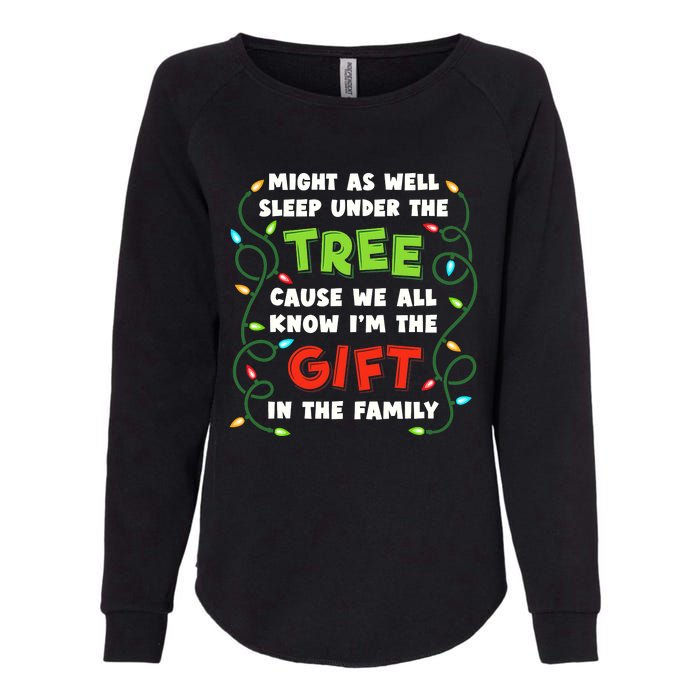 Might As Well Sleep Under The Tree Humor Favorite Person Funny Christmas Womens California Wash Sweatshirt