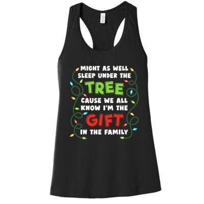 Might As Well Sleep Under The Tree Humor Favorite Person Funny Christmas Women's Racerback Tank