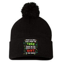 Might As Well Sleep Under The Tree Humor Favorite Person Funny Christmas Pom Pom 12in Knit Beanie