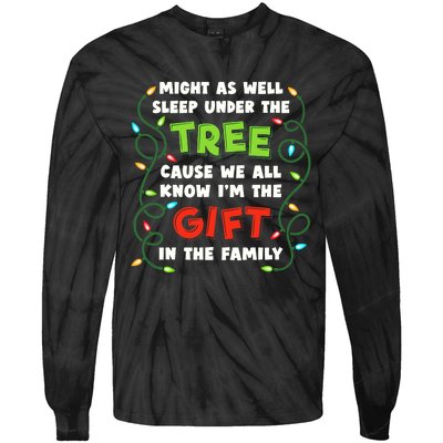 Might As Well Sleep Under The Tree Humor Favorite Person Funny Christmas Tie-Dye Long Sleeve Shirt