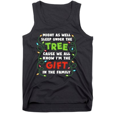 Might As Well Sleep Under The Tree Humor Favorite Person Funny Christmas Tank Top