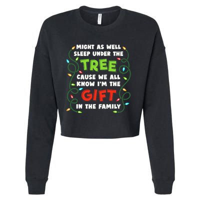 Might As Well Sleep Under The Tree Humor Favorite Person Funny Christmas Cropped Pullover Crew