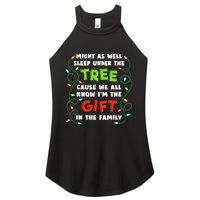 Might As Well Sleep Under The Tree Humor Favorite Person Funny Christmas Women's Perfect Tri Rocker Tank