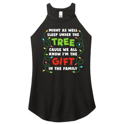 Might As Well Sleep Under The Tree Humor Favorite Person Funny Christmas Women's Perfect Tri Rocker Tank